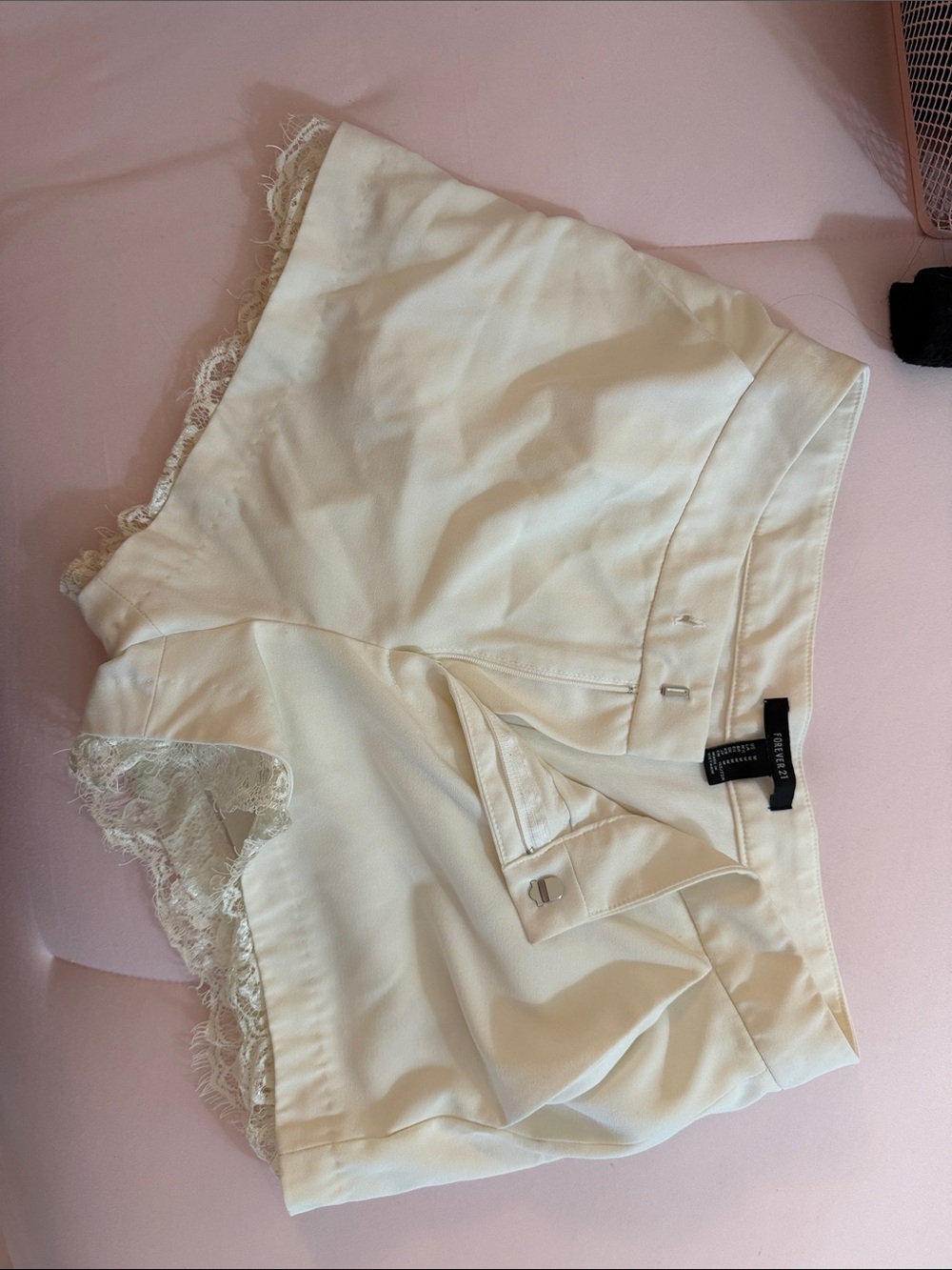 White Lace Trim Dressy Shorts
